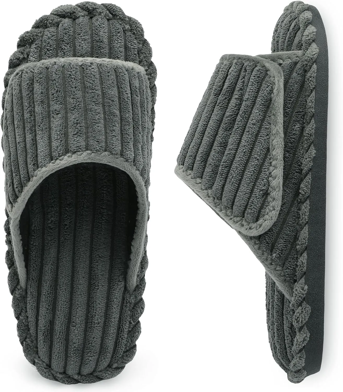 LeIsfIt Slippers for Women Adjustable Open Toe House Slippers Wide Diabetic Shoes Memory Foam Bedroom Slides Arthritis Edema House Shoes