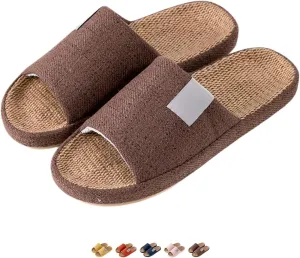 Linen Slippers Summer House Slippers for Women Men Outdoor Beach Slides Sandals House Shoes Non-Slip Indoor Home Slippers