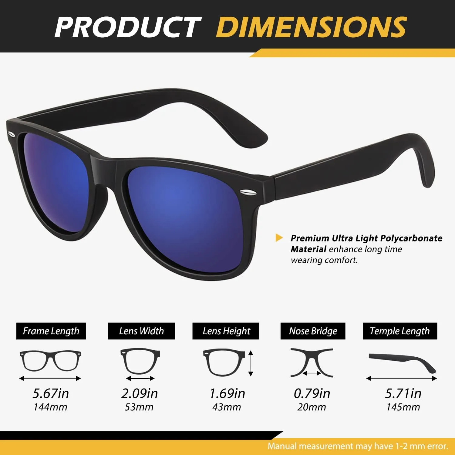 LINVO Polarized Sunglasses for Men Driving Sun glasses Shades 80's Retro Style Design Square