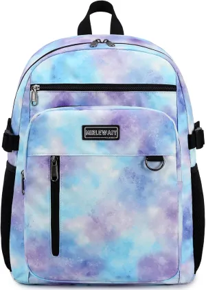 Lohol Lightweight Backpack for Teen Girls, Durable Galaxy Bookbag with 7 Pockets for School Travel (Blue Purple)