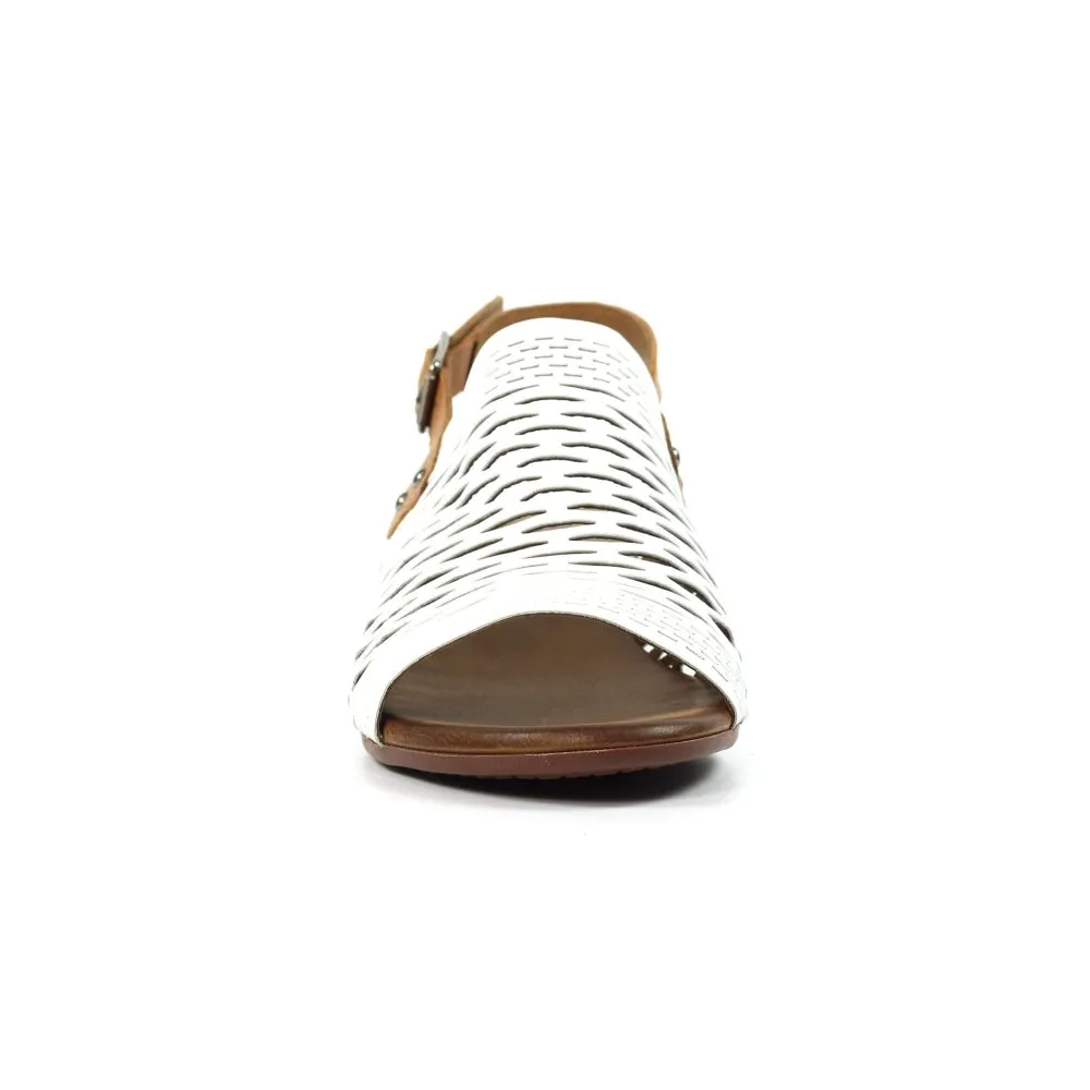 Lunar Jessica Women's Leather Block Heel Slingback Sandal White