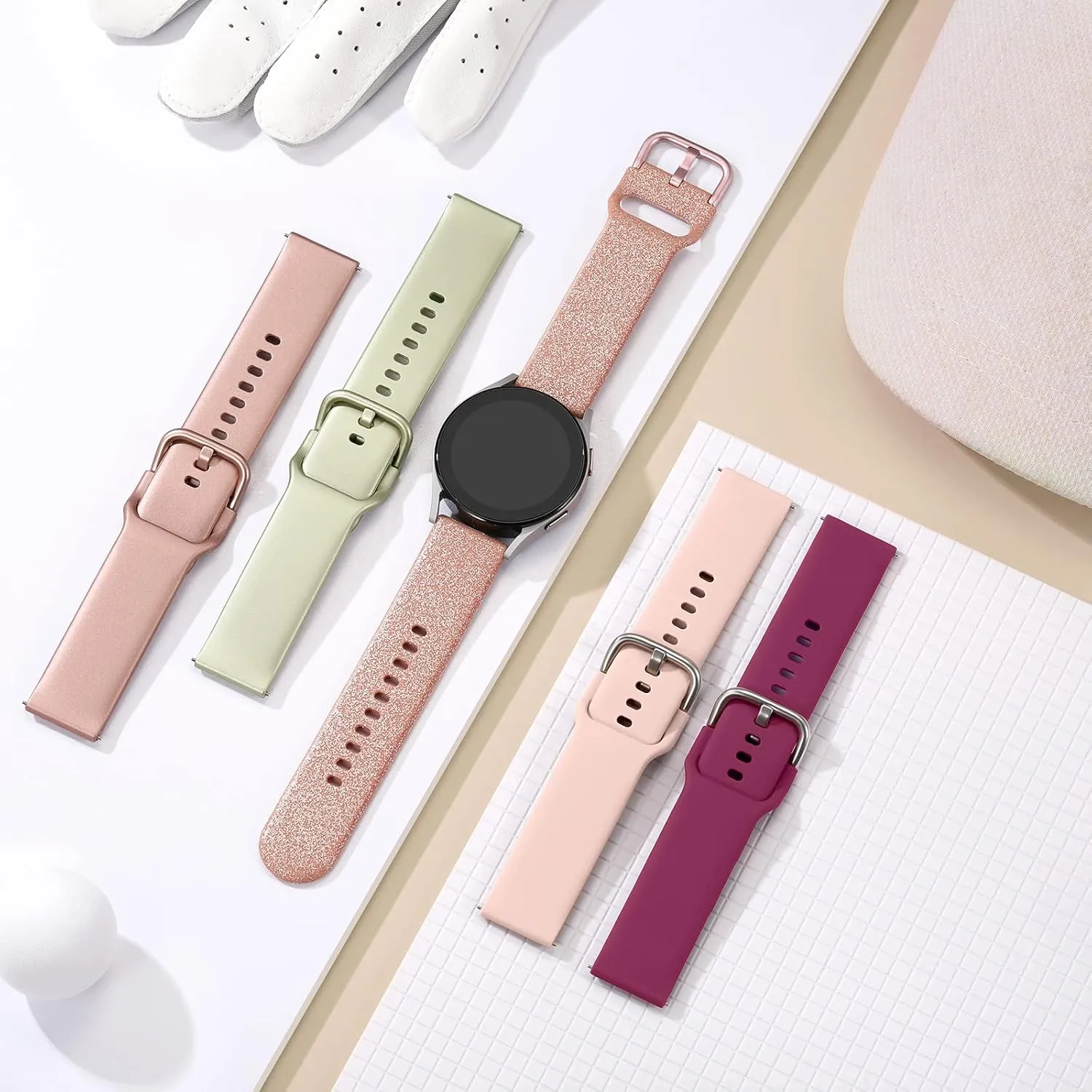 Maledan 15 Pack Bands Compatible with Samsung Galaxy Watch 7 6 5 4 Band 40mm 44mm, Galaxy Watch 5 Pro 45mm/Watch 6 4 Classic 42mm 46mm 43mm 47mm/Active 2, 20mm Soft Silicone Sport Wristband Women Men