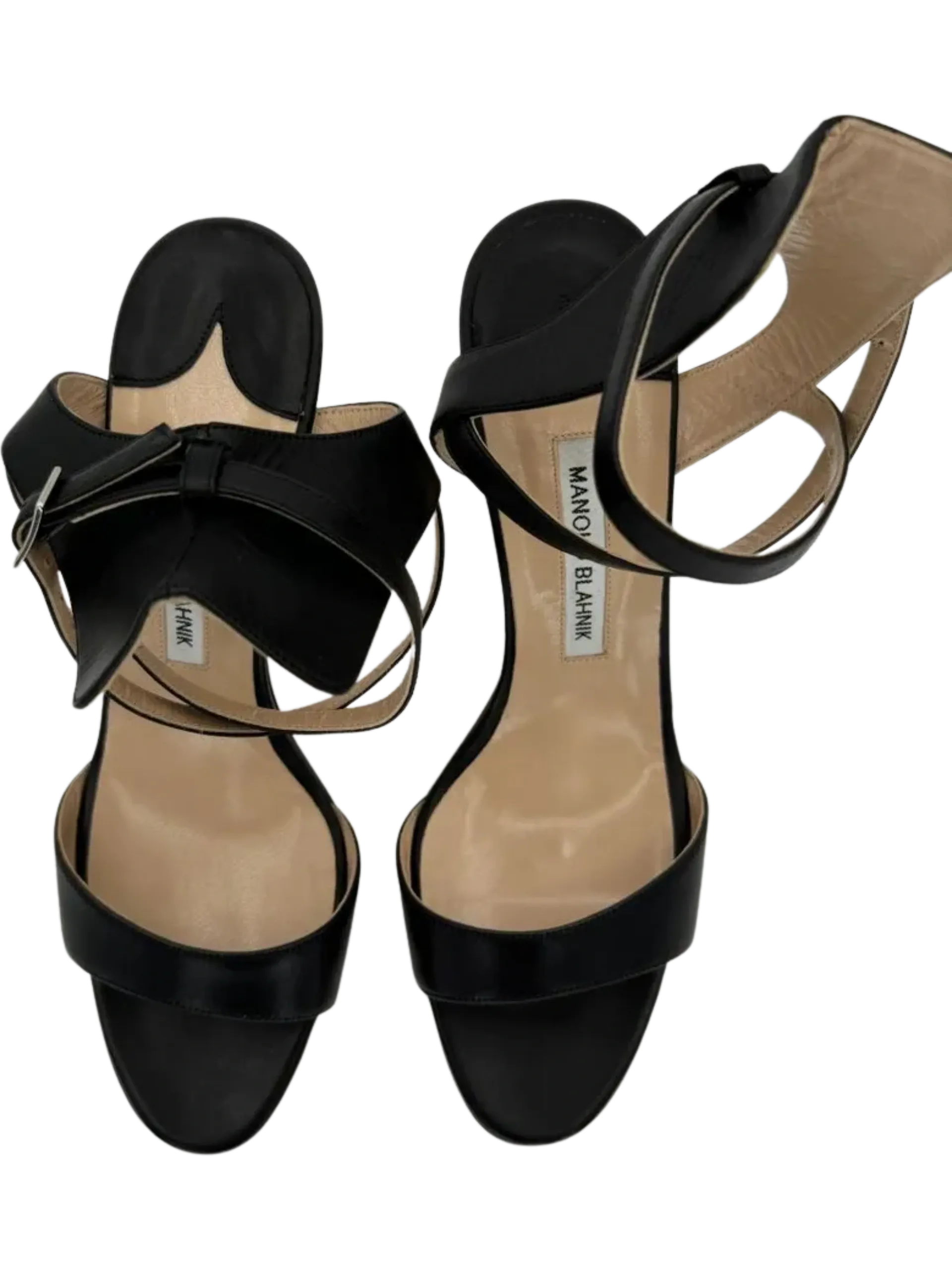 Manolo Blahnik Convu Vachetta Ankle-Cuff Sandal