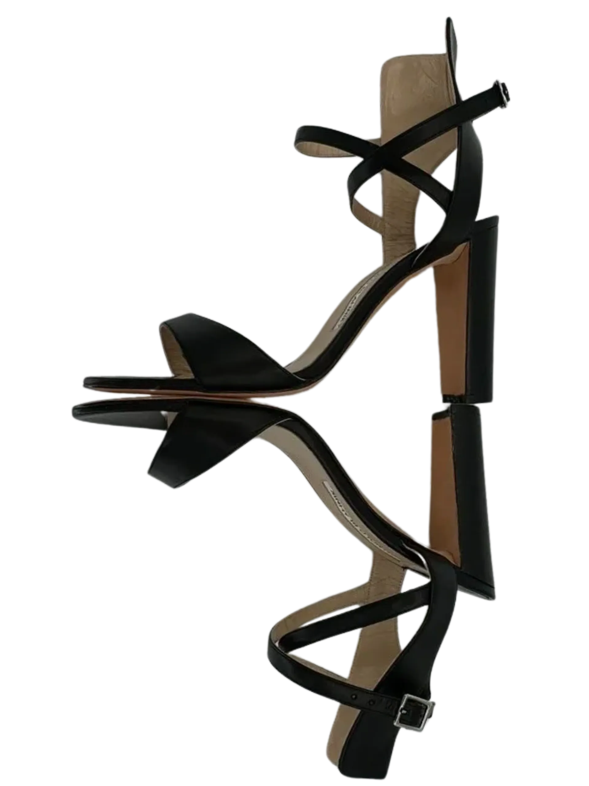 Manolo Blahnik Convu Vachetta Ankle-Cuff Sandal