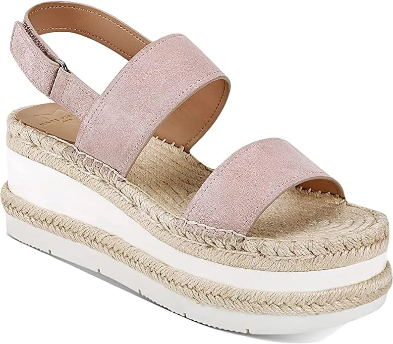 Marc Fisher LTD Womens Gallia Suede Slingback Wedge Sandals 10 Medium (B,M), Light Pink Suede