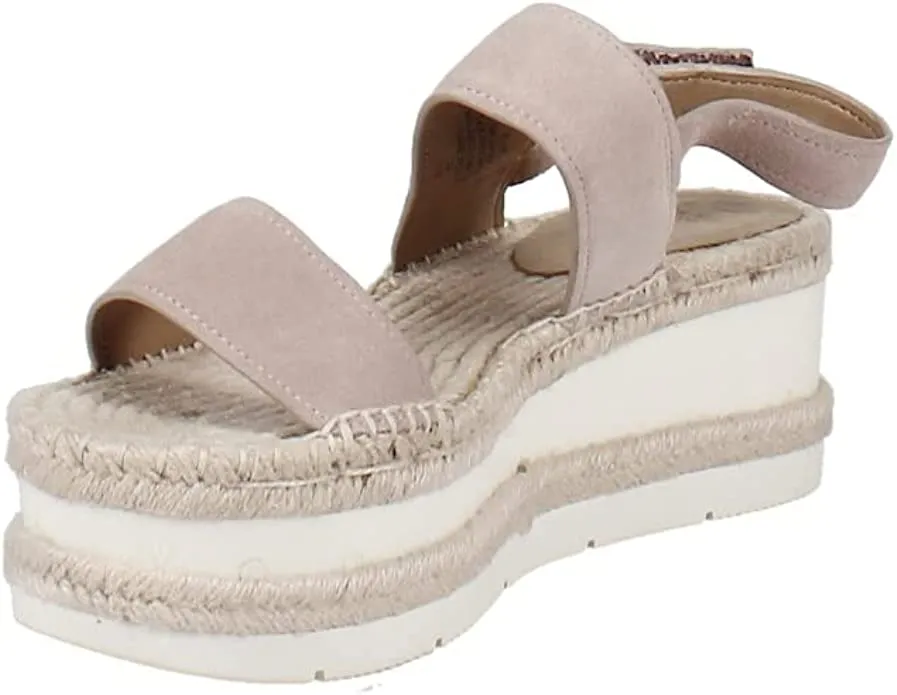Marc Fisher LTD Womens Gallia Suede Slingback Wedge Sandals 10 Medium (B,M), Light Pink Suede