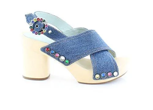Marc Jacobs Linda Criss Cross Clog Mule Denim 375 Eu75 M Us