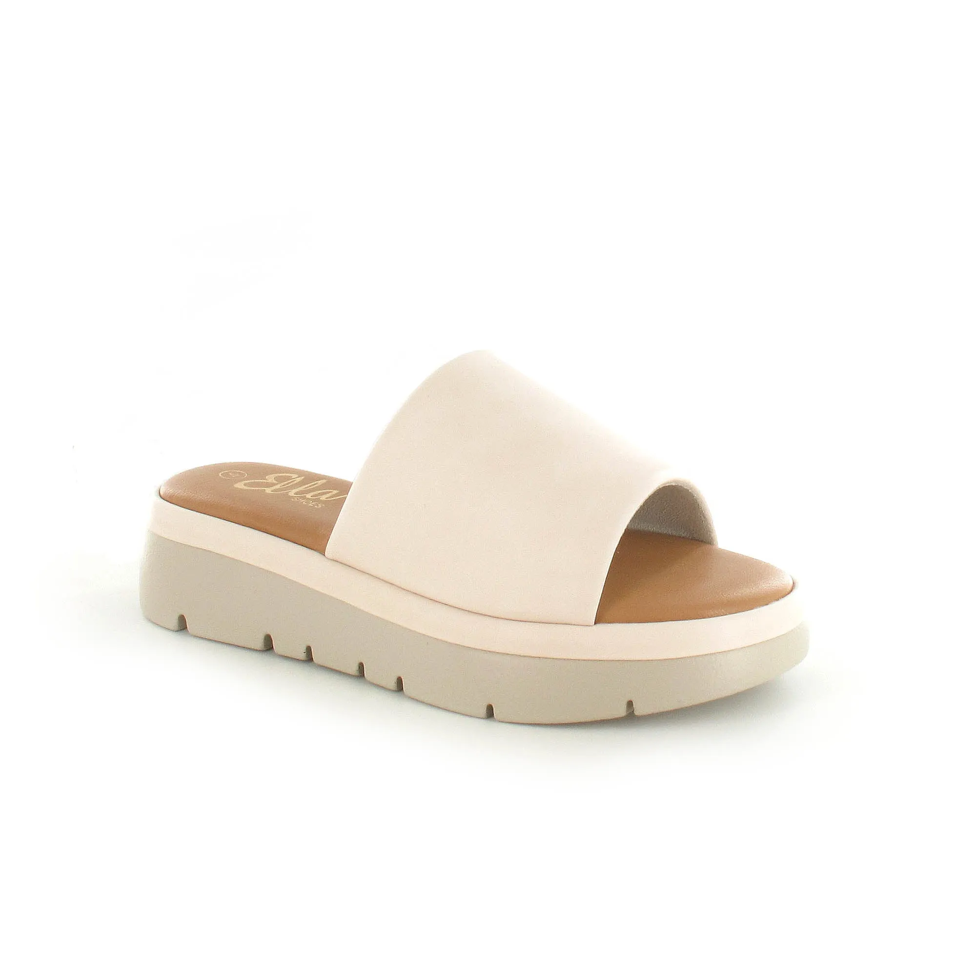Maya: Women's Strap Slide Wedge Sandals - Cream