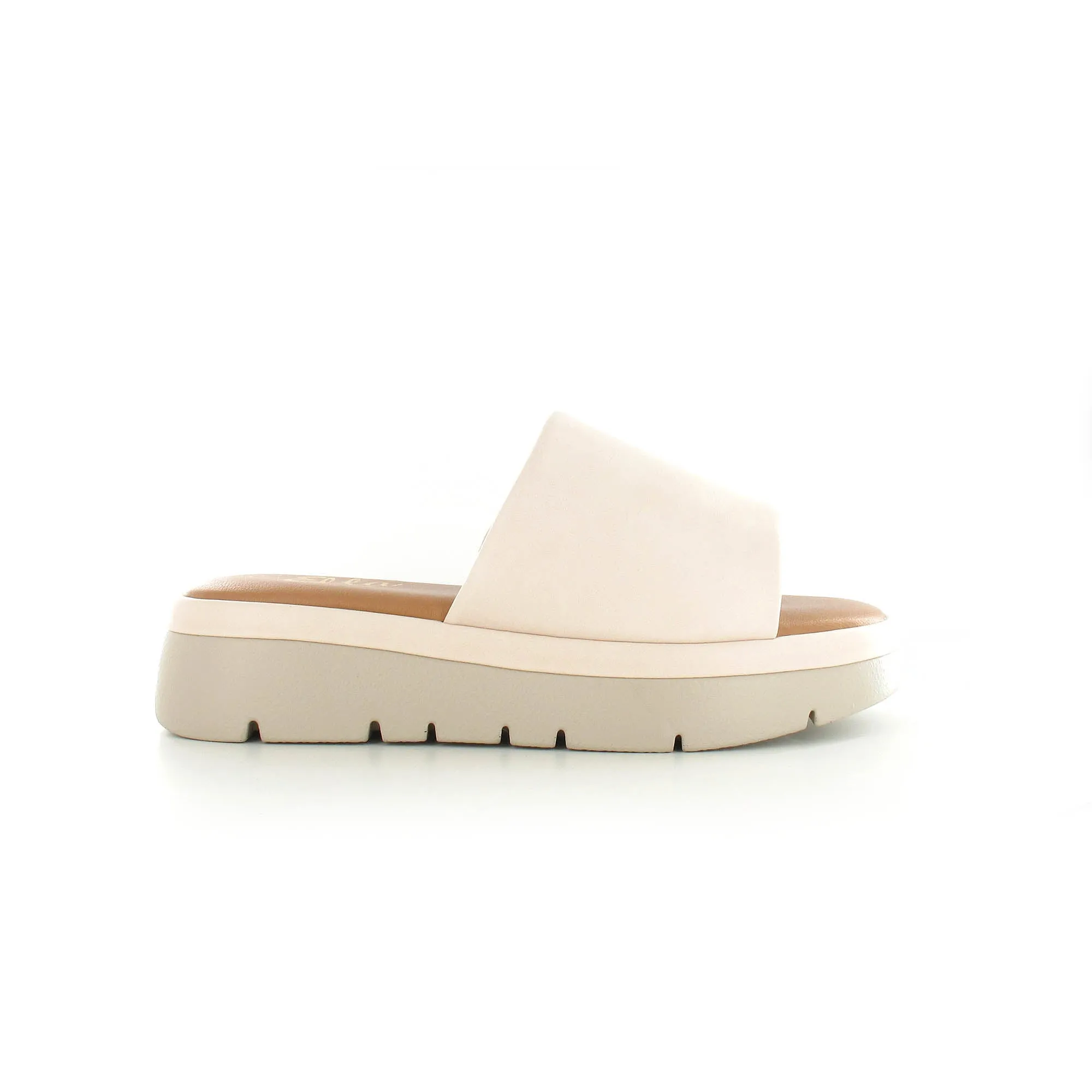 Maya: Women's Strap Slide Wedge Sandals - Cream