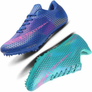 MEBAMY Mens Womens Boys Girls Spikes Athletics Racing Running Shoes Track and Field Sneaker Green