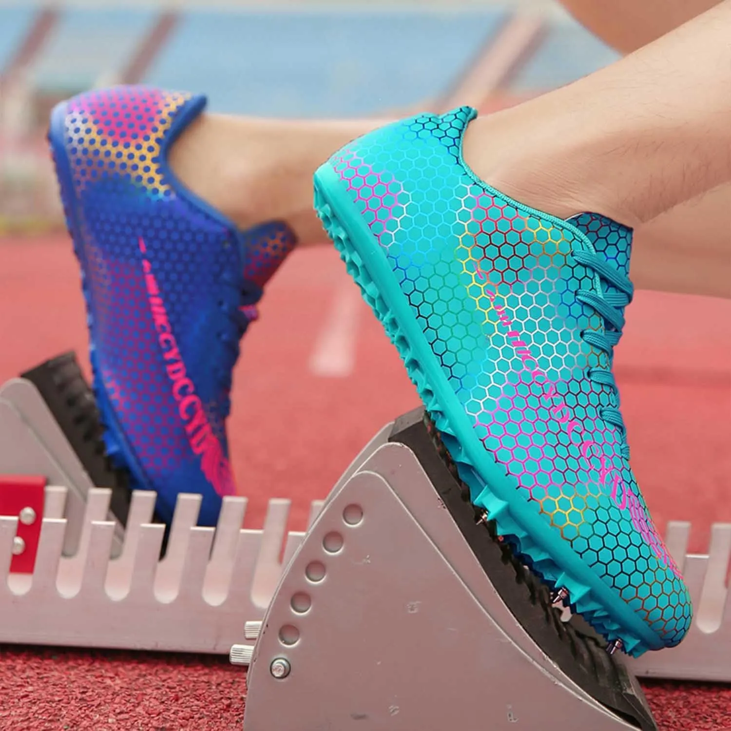 MEBAMY Mens Womens Boys Girls Spikes Athletics Racing Running Shoes Track and Field Sneaker Green