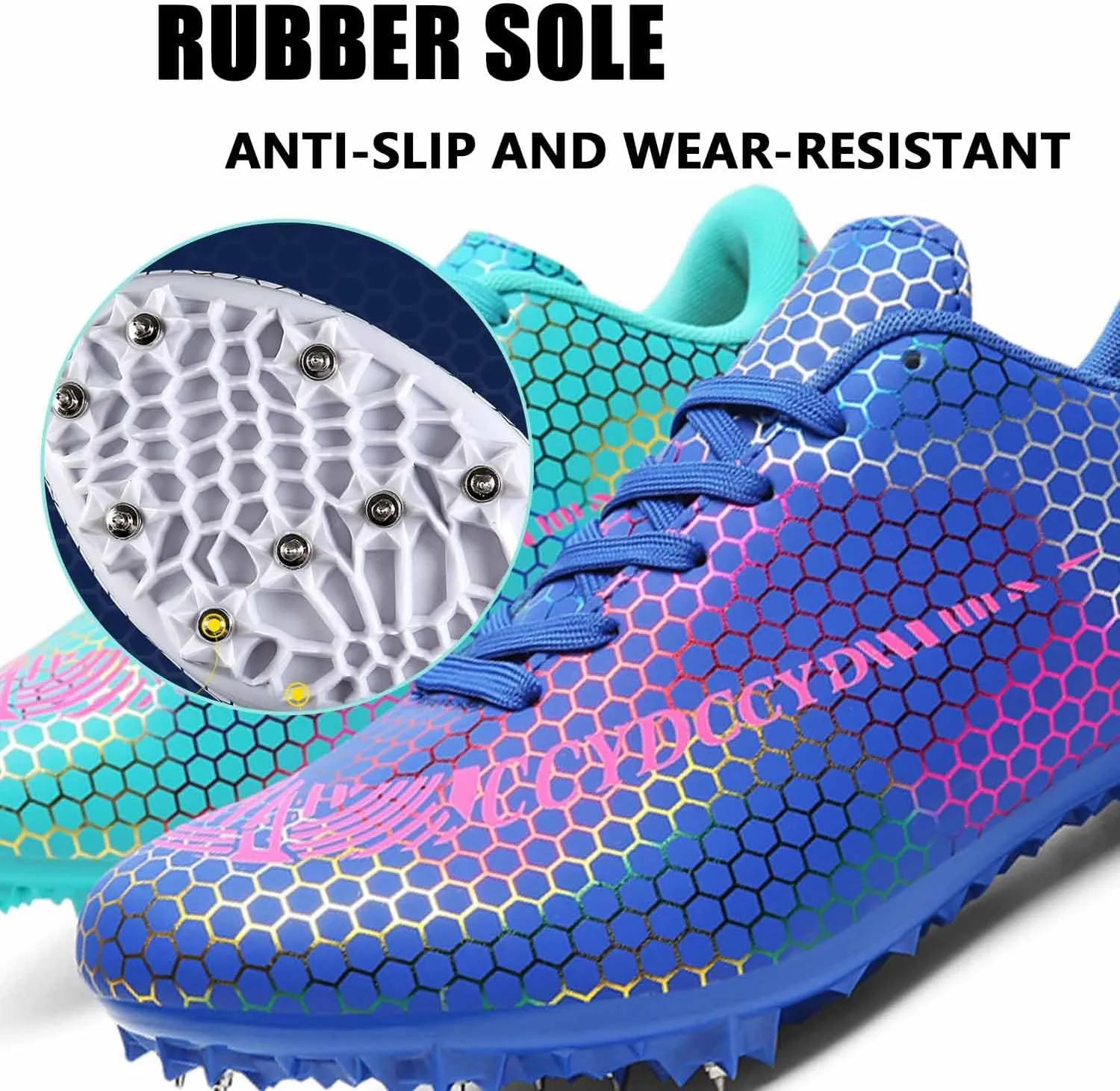 MEBAMY Mens Womens Boys Girls Spikes Athletics Racing Running Shoes Track and Field Sneaker Green