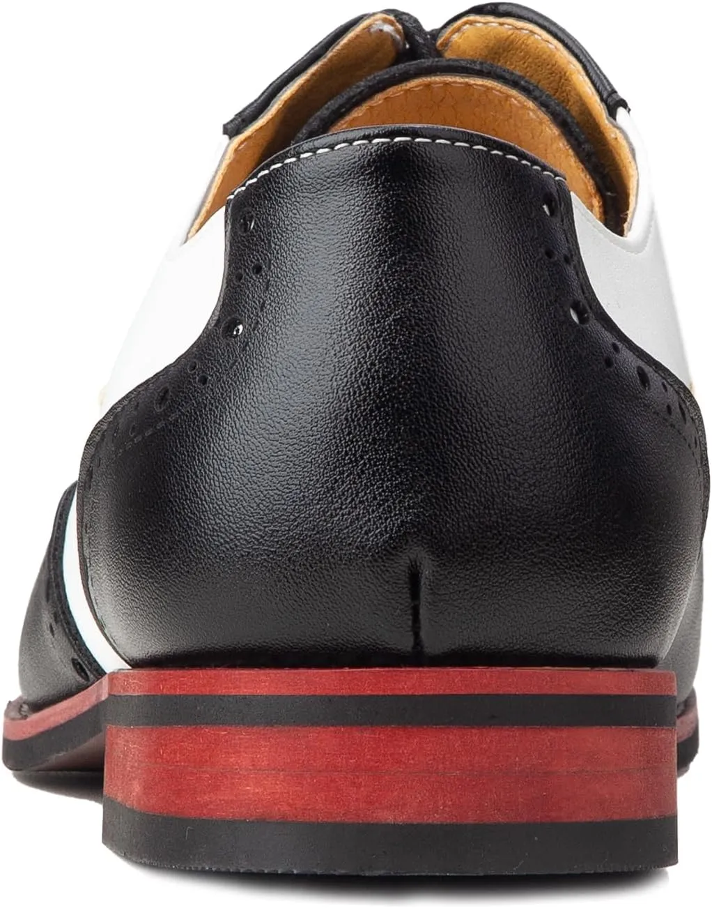 Men Dress Shoes Black and White Wingtip Tow Tone Oxford Shoes