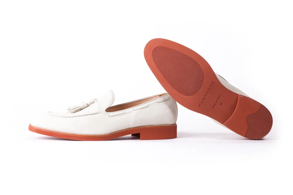 Men's Beige & Tan Accented Tassel Loafer with Brown Sole