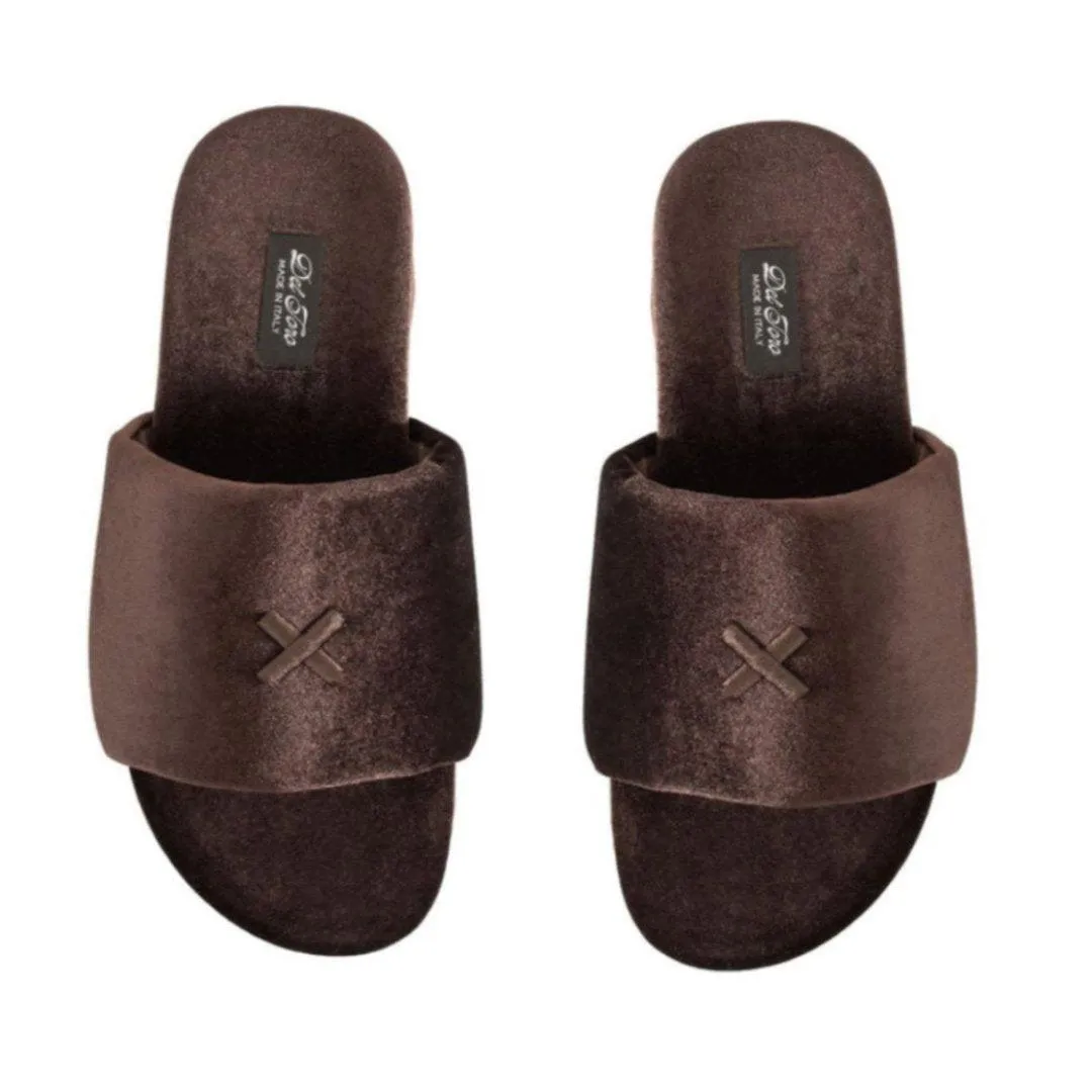 Men's Chocolate Brown Velvet House Slide from Del Toro Shoes
