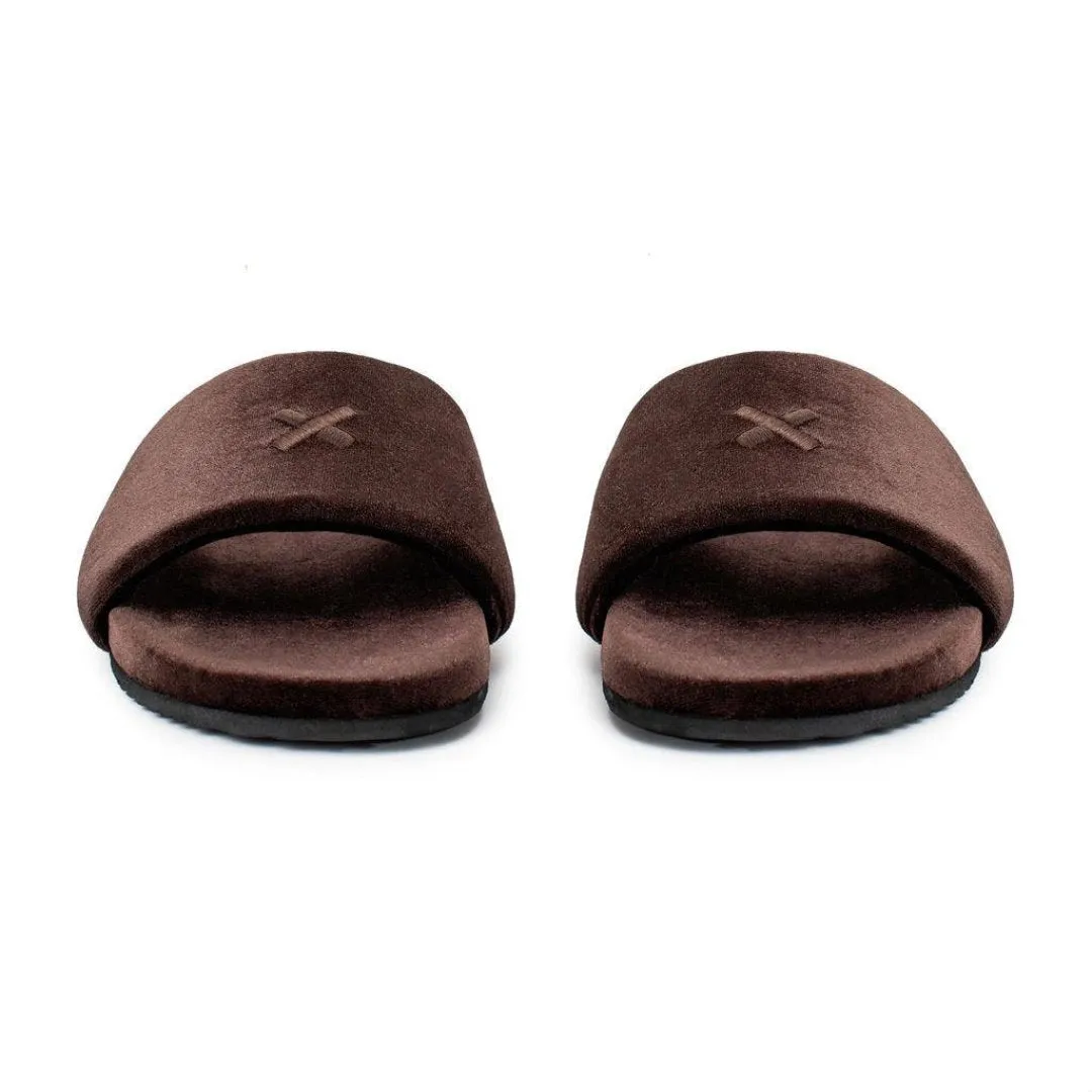 Men's Chocolate Brown Velvet House Slide from Del Toro Shoes