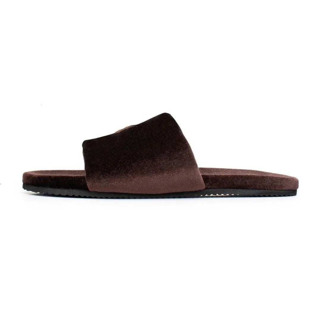 Men's Chocolate Brown Velvet House Slide from Del Toro Shoes