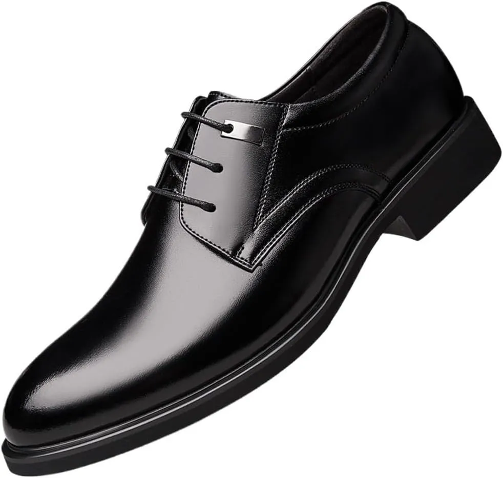 Men's Dress Shoes Elevator Formal Wedding Business Flats Height Increase Invisible Taller