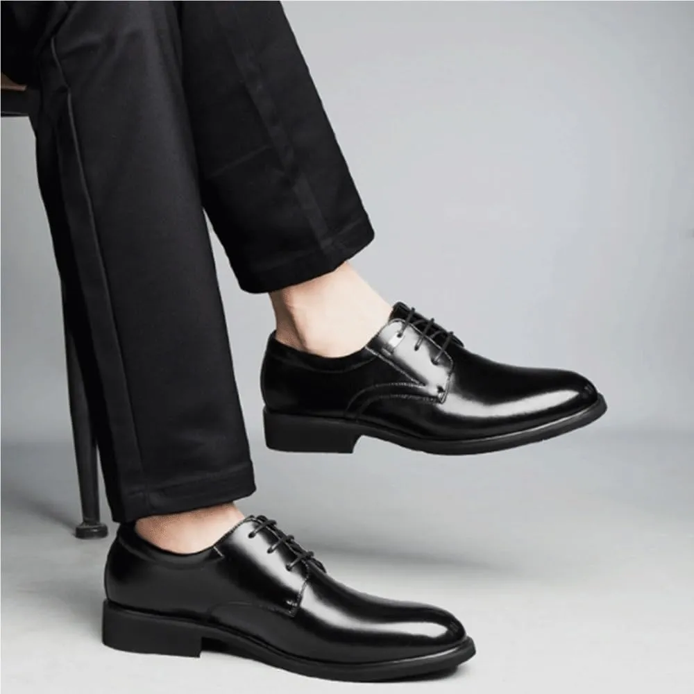 Men's Dress Shoes Elevator Formal Wedding Business Flats Height Increase Invisible Taller