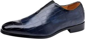 Mens Leather Boots Classical Style Shoes for Men Slip On PU Leather Low Rubber Sole Block Heel Work Feet Men
