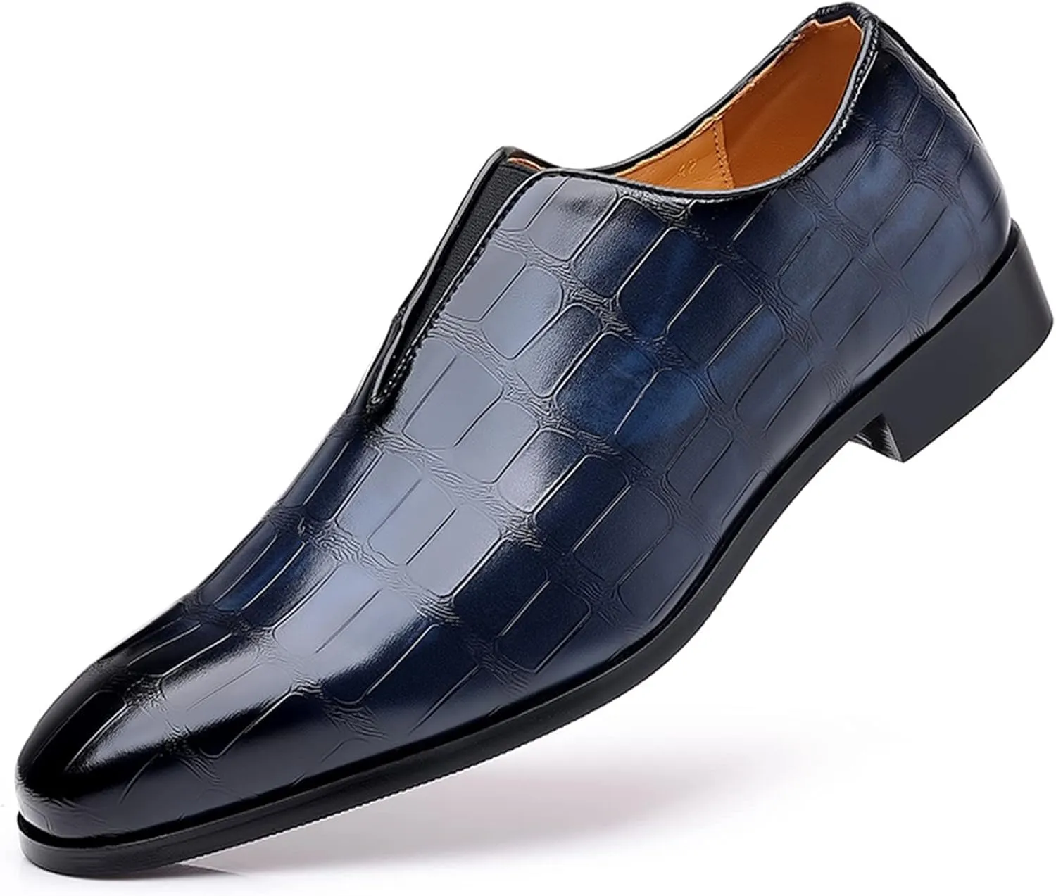 Mens Leather Boots Classical Style Shoes for Men Slip On PU Leather Low Rubber Sole Block Heel Work Feet Men