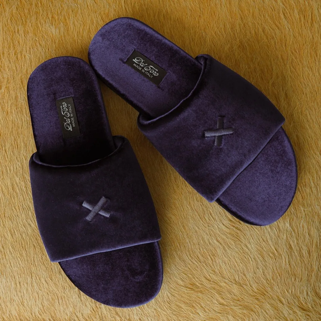 Men's Midnight Navy Velvet House Slide from Del Toro Shoes