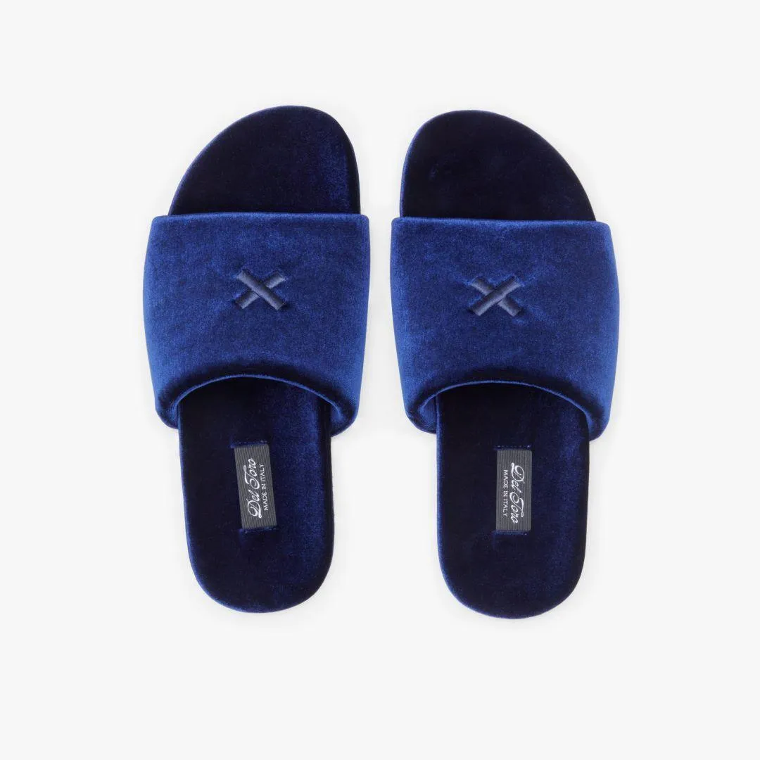 Men's Midnight Navy Velvet House Slide from Del Toro Shoes