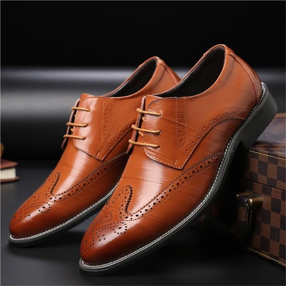 Mens Oxford Dress Shoes Business Office Leather Classic Retro Fashion Wedding Party Flats for Men Comfortable Stylish