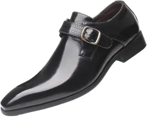 Mens Oxford Dress Shoes Leather Vintage Buckle Business Office Wedding Party Slip On Flats Fashion Shoes for Men Comfortable