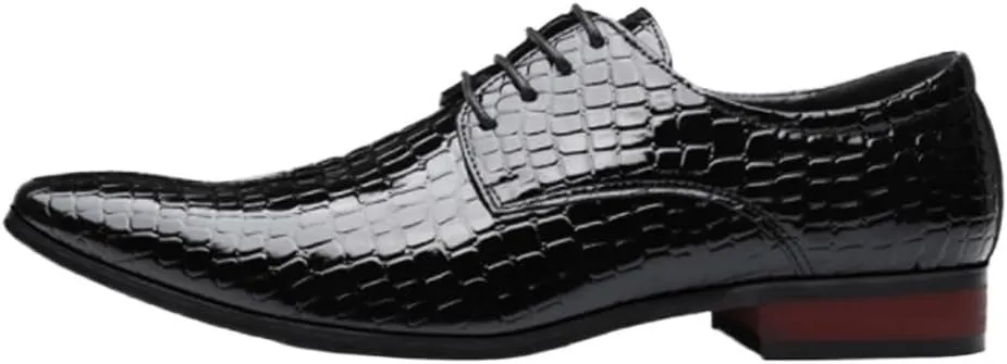 Mens Oxford Dress Shoes Snakeskin Grain Leather Business Casual Lace Up Wedding Party Office Flats for Men Comfortable