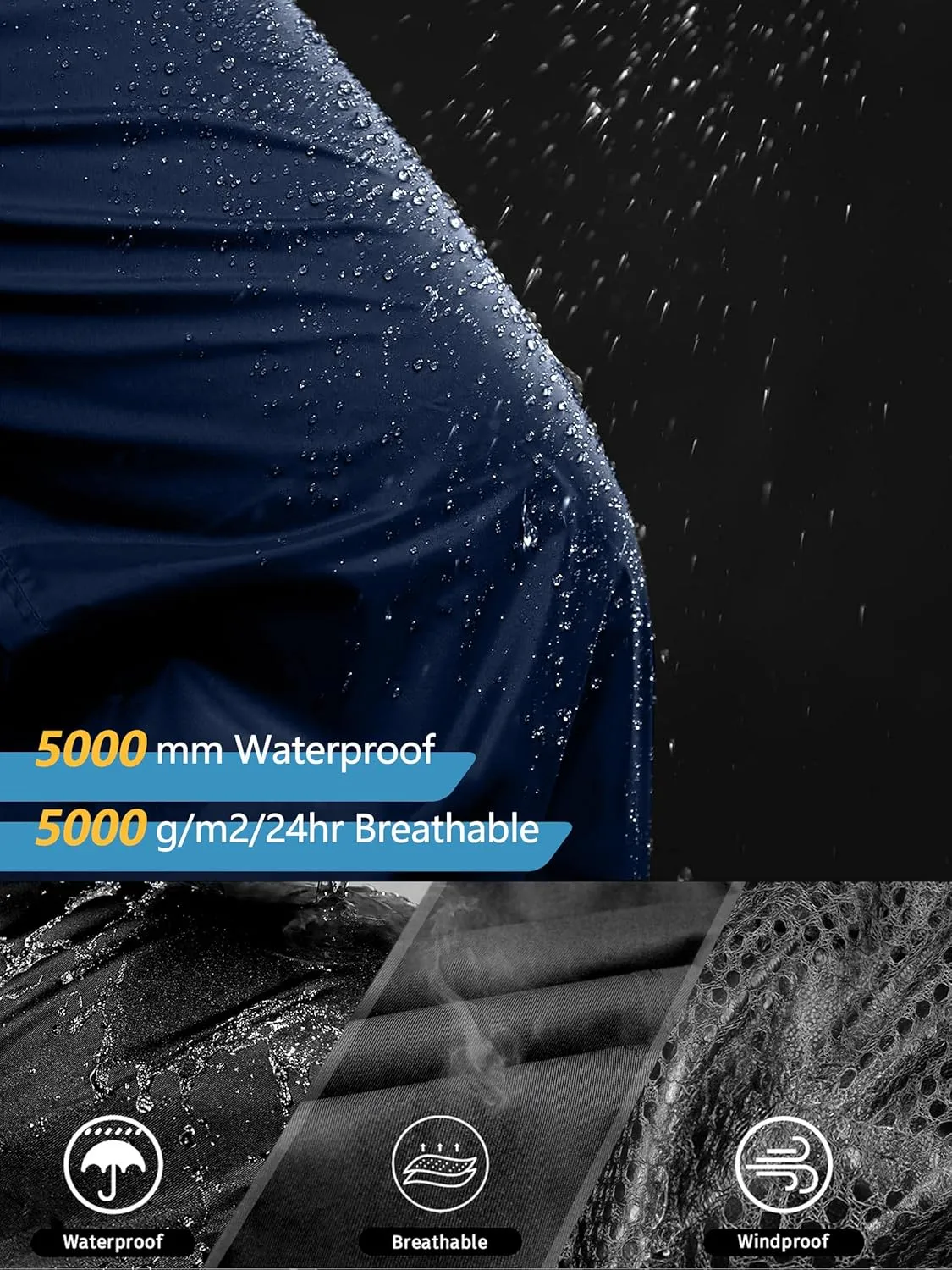 Men's Rain Pants, Waterproof Lightweight Outdoor Trousers for Hiking Fishing Windproof Rain Over Pants