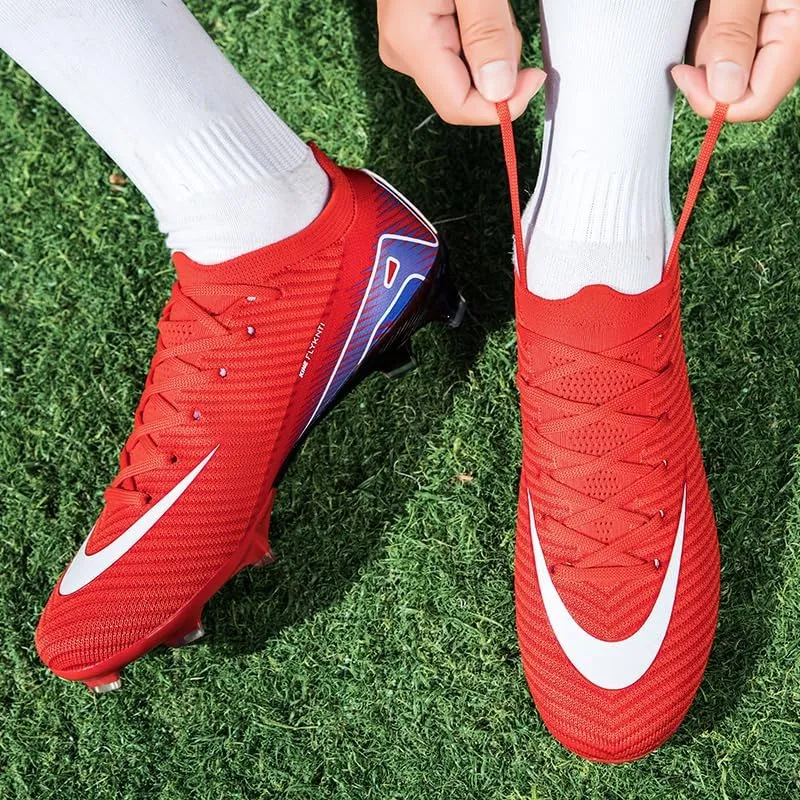 Men's Womens Soccer Shoes Football Cleats High-Tops Lace-Up Non-Slip Spikes Indoor Outdoor Sports Athletic Baseball Lacrosse Sneaker