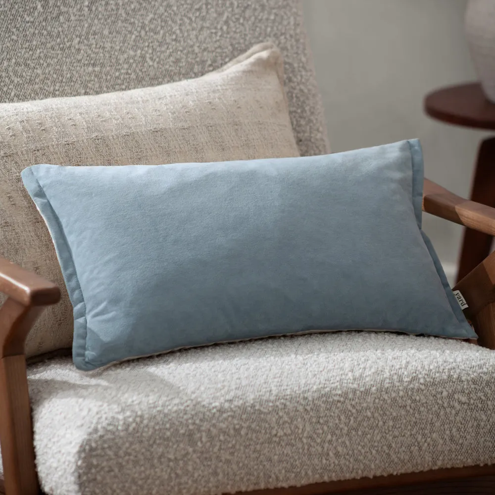 Merton Rectangular Velvet Cushion Dusty Blue