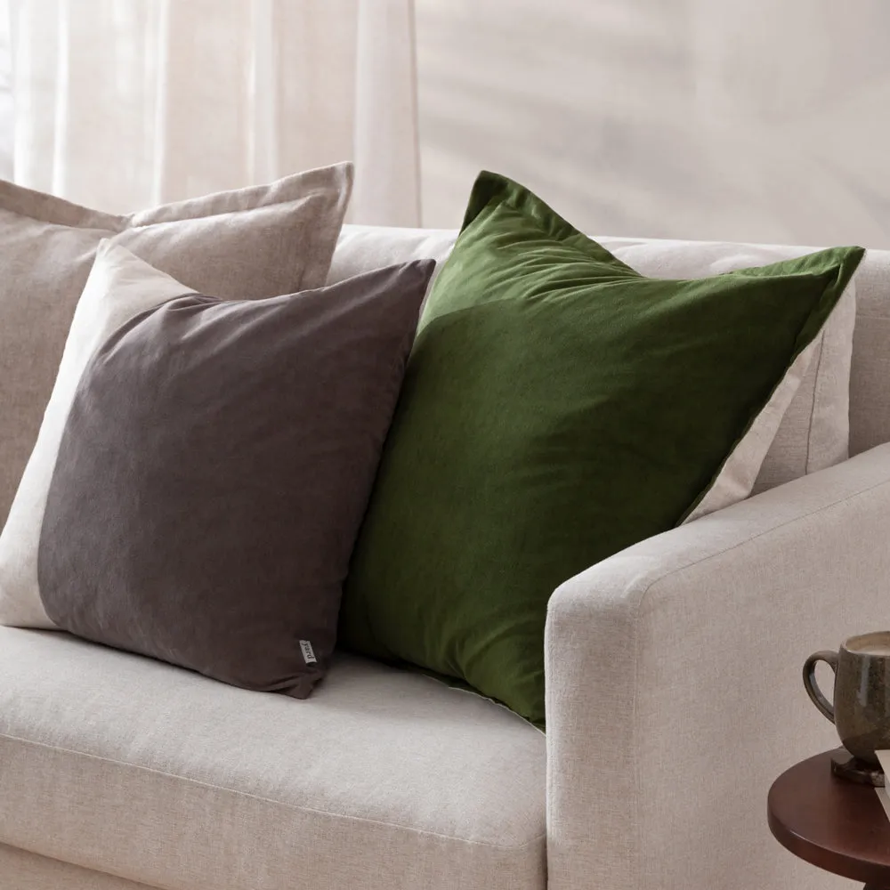 Merton Square Velvet Cushion Olive Oil
