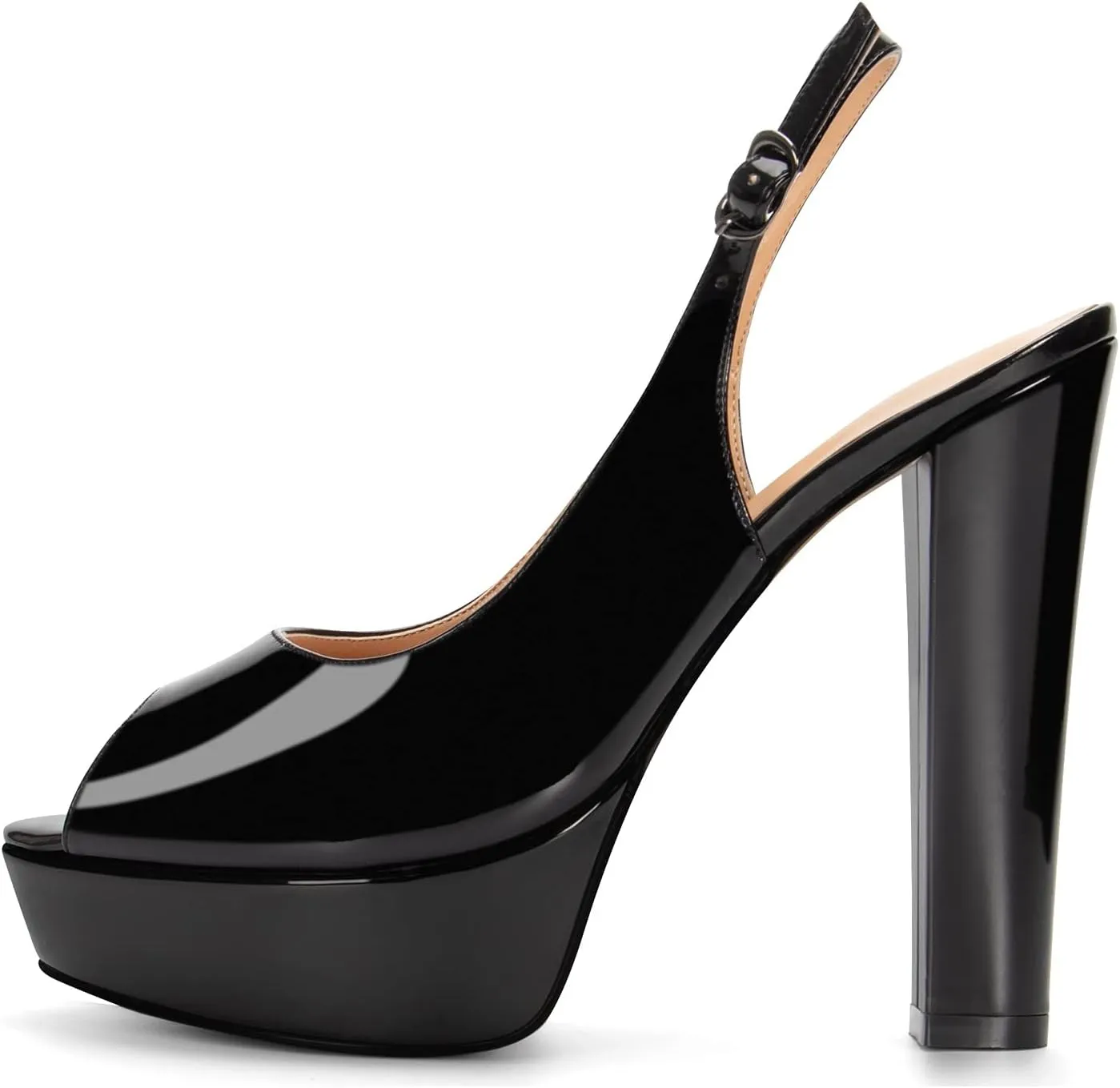 Mettesally Women's Peep Toe Sandals Chunky Platform Heeled Pumps Slingback Heels Summer Dress Shoes