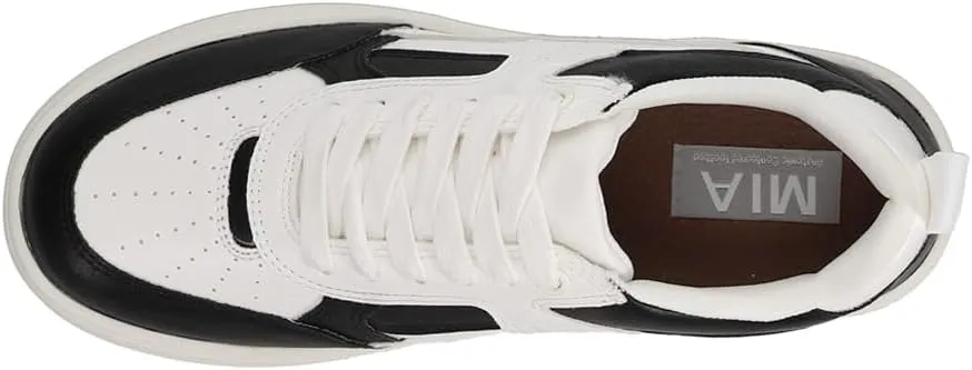 MIA Womens Dice Perforated Lace Up Sneakers Shoes Casual - White