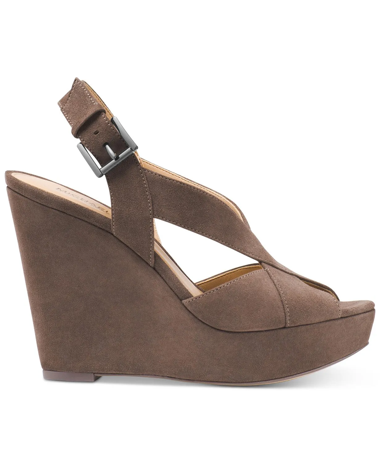 Michael Kors Womens Becky Wedge Sandal-New with Defect (Taupe, 10)