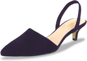 Milooey shoes Women's Kitten Low Heel Pumps Closed Pointed Toe Slingback Sandal Slip On Dress Casual Office Daily Shoes Size 4-16 Us