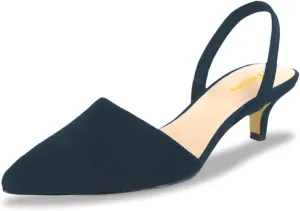 Milooey shoes Women's Kitten Low Heel Pumps Closed Pointed Toe Slingback Sandal Slip On Dress Casual Office Daily Shoes Size 4-16 Us