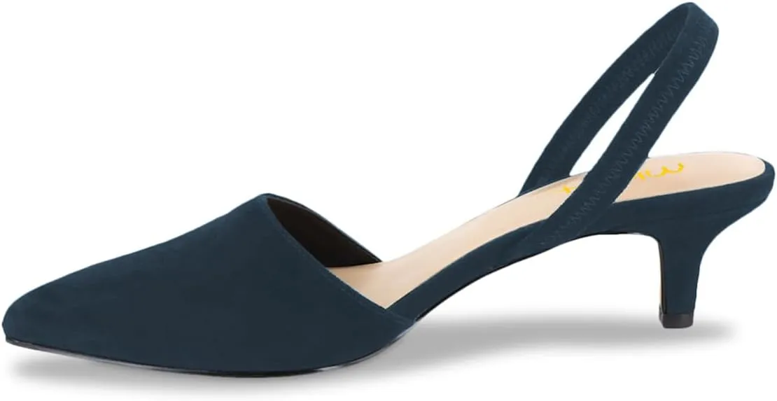 Milooey shoes Women's Kitten Low Heel Pumps Closed Pointed Toe Slingback Sandal Slip On Dress Casual Office Daily Shoes Size 4-16 Us