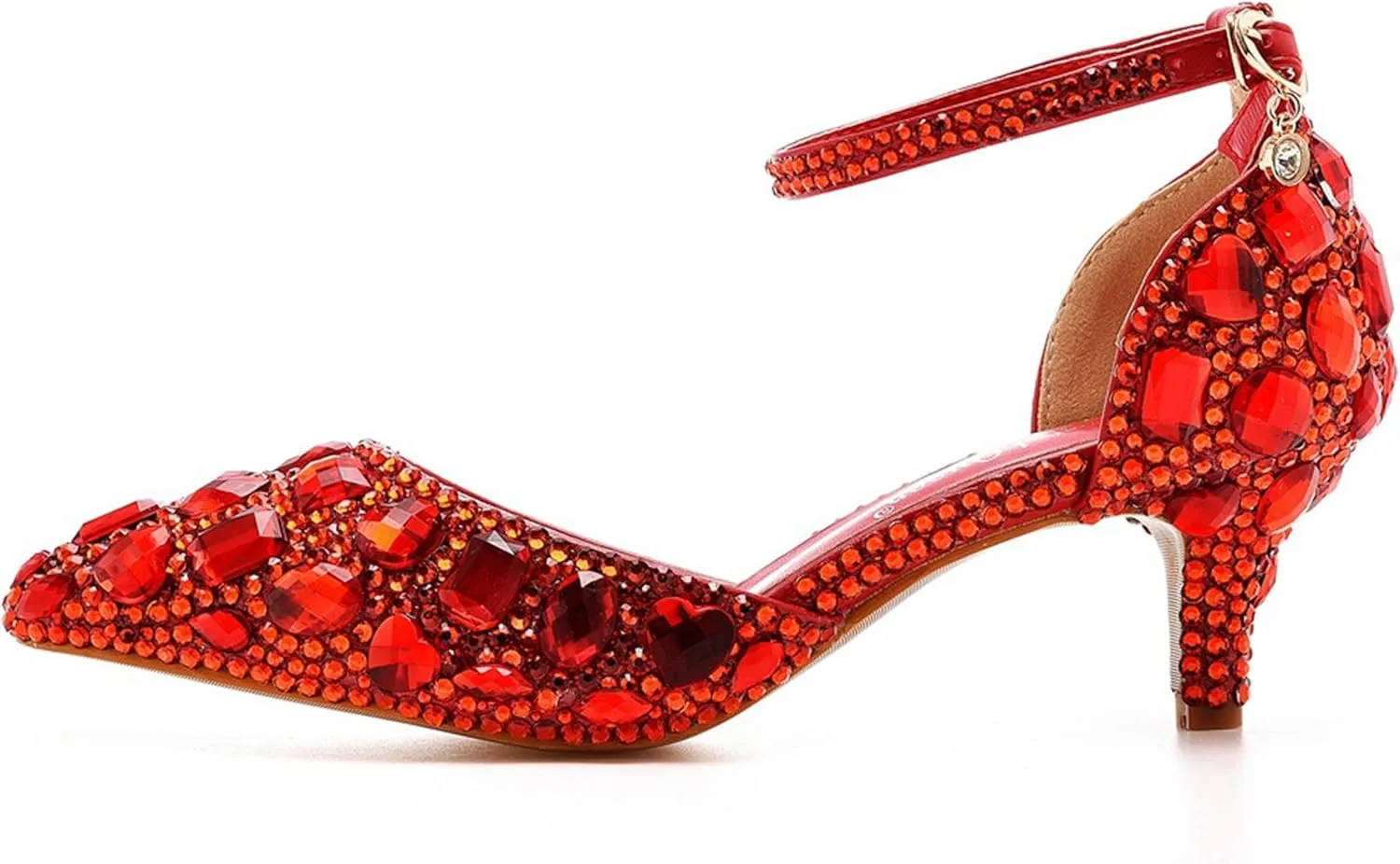 Minishion Womens Ankle Strap Wedding Shoes with Rhinestones Evening Formal Pumps