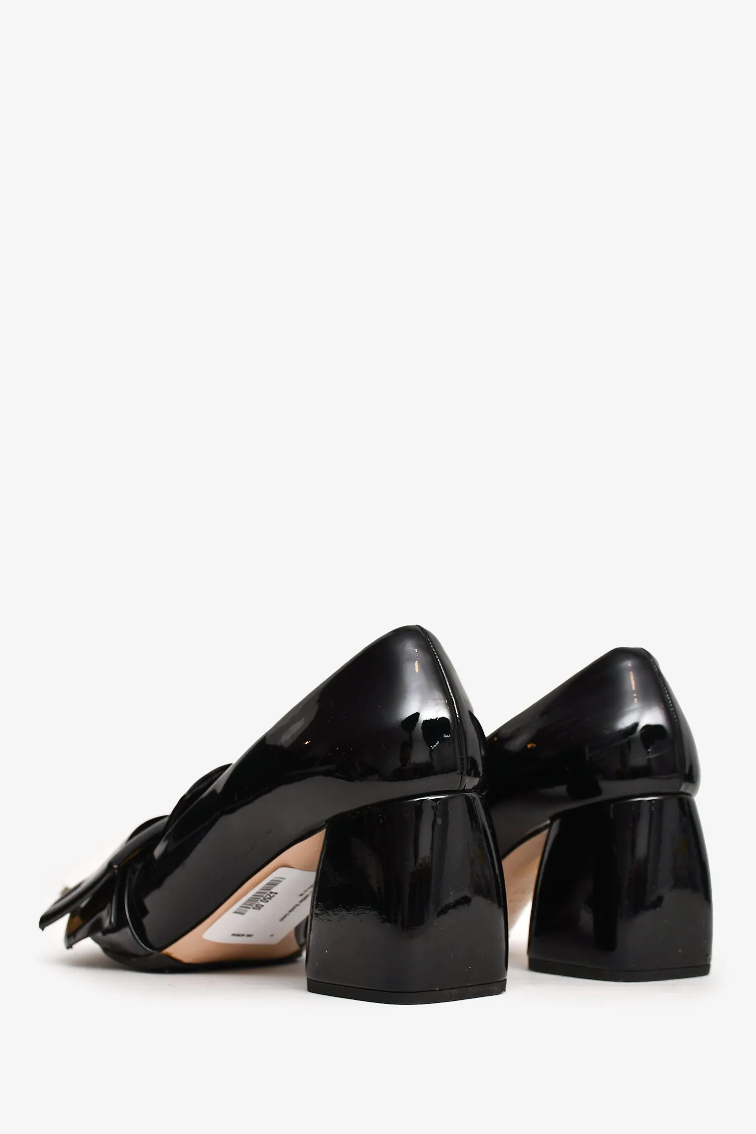 Miu Miu Patent Leather Buckle Detail Loafer Heels Size 38