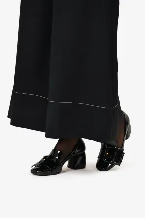 Miu Miu Patent Leather Buckle Detail Loafer Heels Size 38