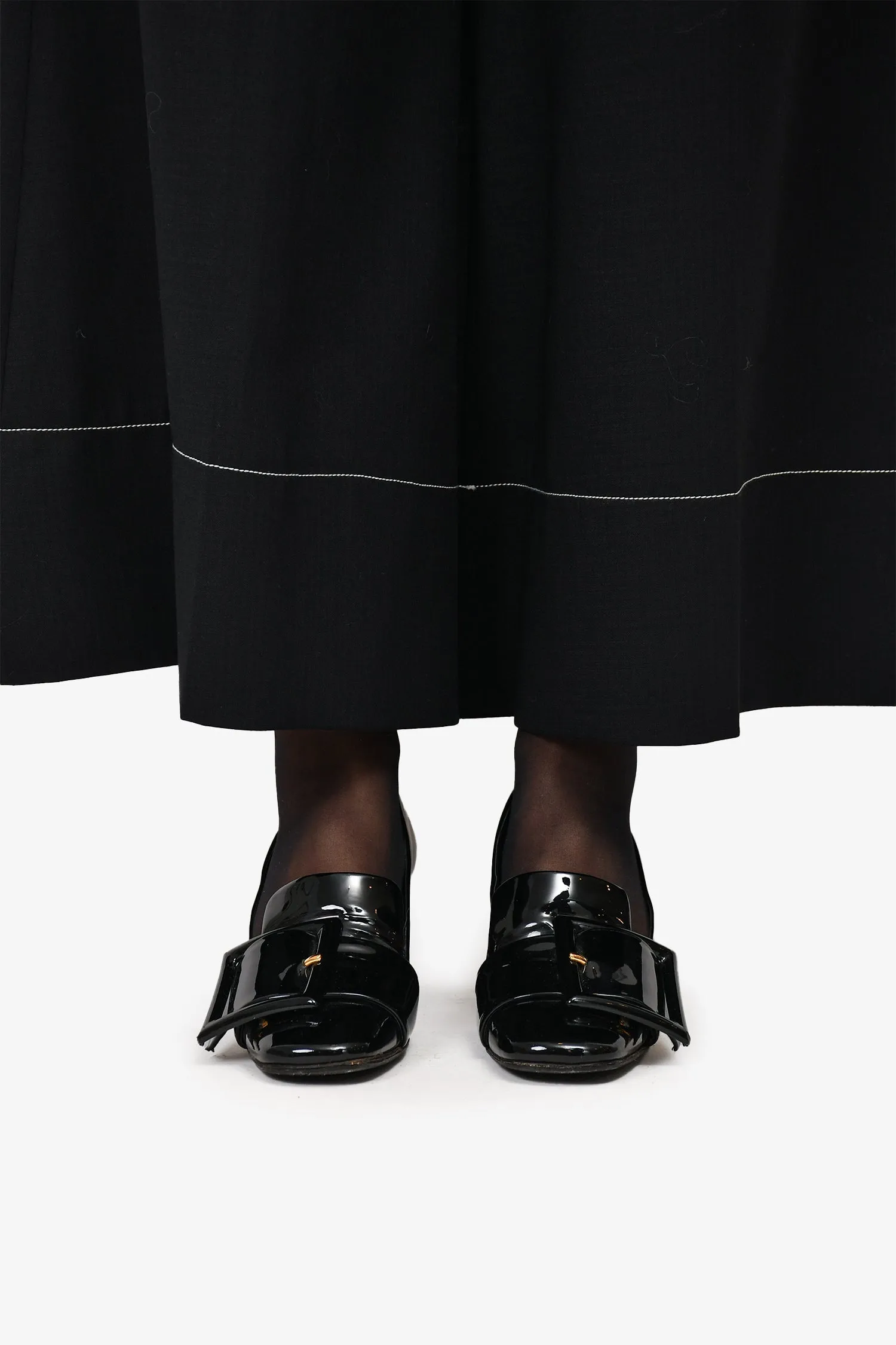 Miu Miu Patent Leather Buckle Detail Loafer Heels Size 38