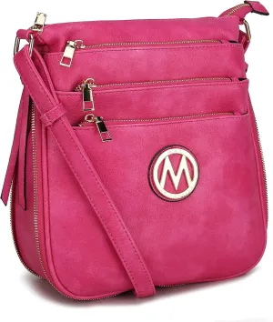 MKF Collection Crossbody Bag for Women – PU Leather Messenger Bag Purse – Designer Handbag Shoulder Strap Purse By Mia K