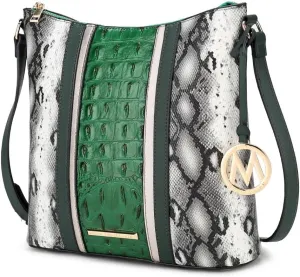 MKF Collection Shoulder Bag for Women, Faux Crocodile & Snake Embossed Fashion Purse Crossbody Handbag