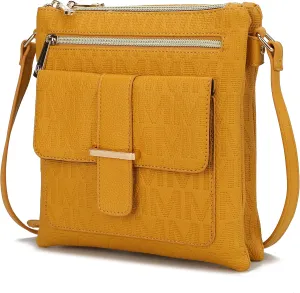 MKF Crossbody Bag for Women – PU Leather Pocketbook Handbag Triple Compartment Messenger Purse – Shoulder Strap
