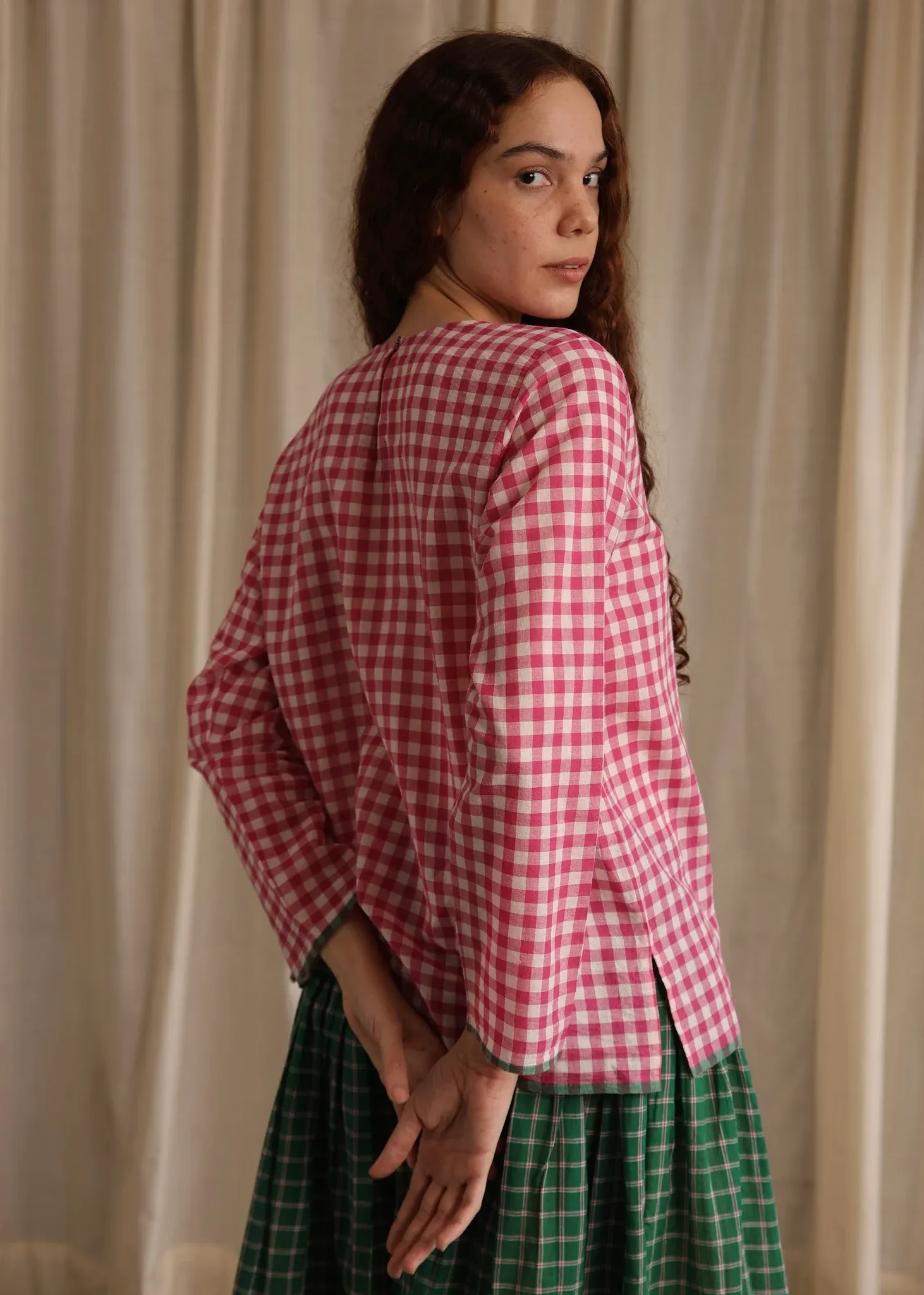 Mona | Red Checkered Top