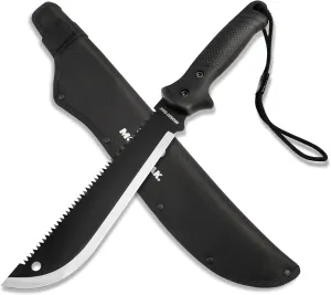 MOSSY OAK Machete with Saw, 19" Sharp Machete with Sheath, Ergonomic No-Slip Handle, Machetes for Bushcraft, Outdoor Hunting, Garden Cutting Trees and Yard Work