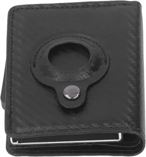 Multifunctional Card Bag, Radio Frequency Identification Devices Anti Loss Scratch Resistant Lightweight PU Leather Wallet Durable for Travel (Color : Carbon Fiber Black)